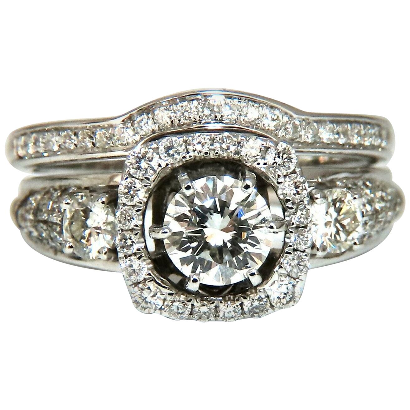 GIA Certified .74 Carat Round Cut Diamond and 1.00 Carat Ring 14 Karat and Band