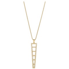 Doryn Wallach White Diamond and Yellow Gold Ladder Pendant Necklace