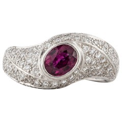 Oval Ruby and Diamond Ring in Platinum