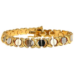 Gold Italian X Screw Link Bracelet Two-Tone 14 Karat