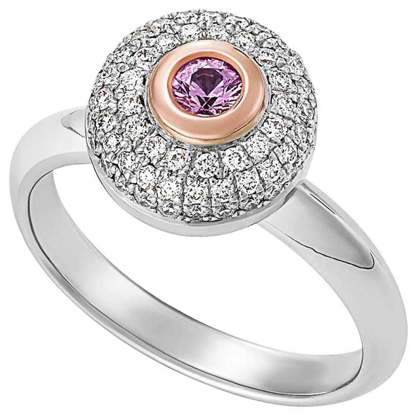 Giulians 18K Rose and White Gold Pink Sapphire and Diamond Ring For Sale