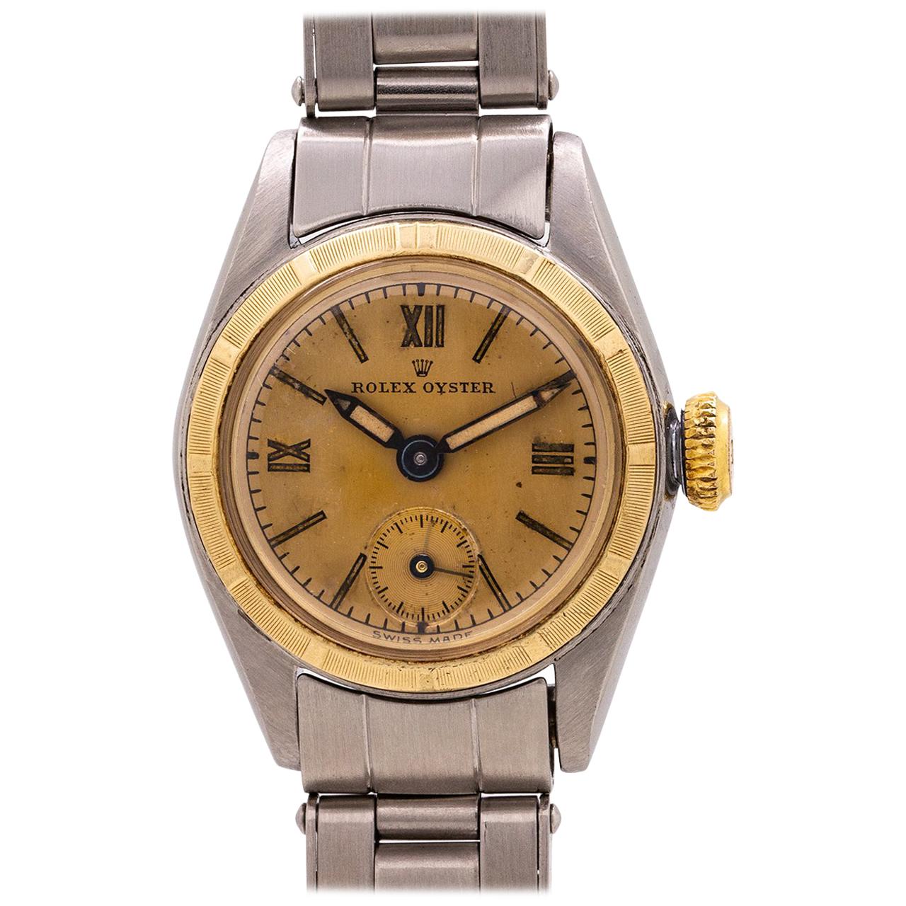 Lady Rolex Oyster 14 Karat Yellow Gold and Stainless Steel Manual Wind
