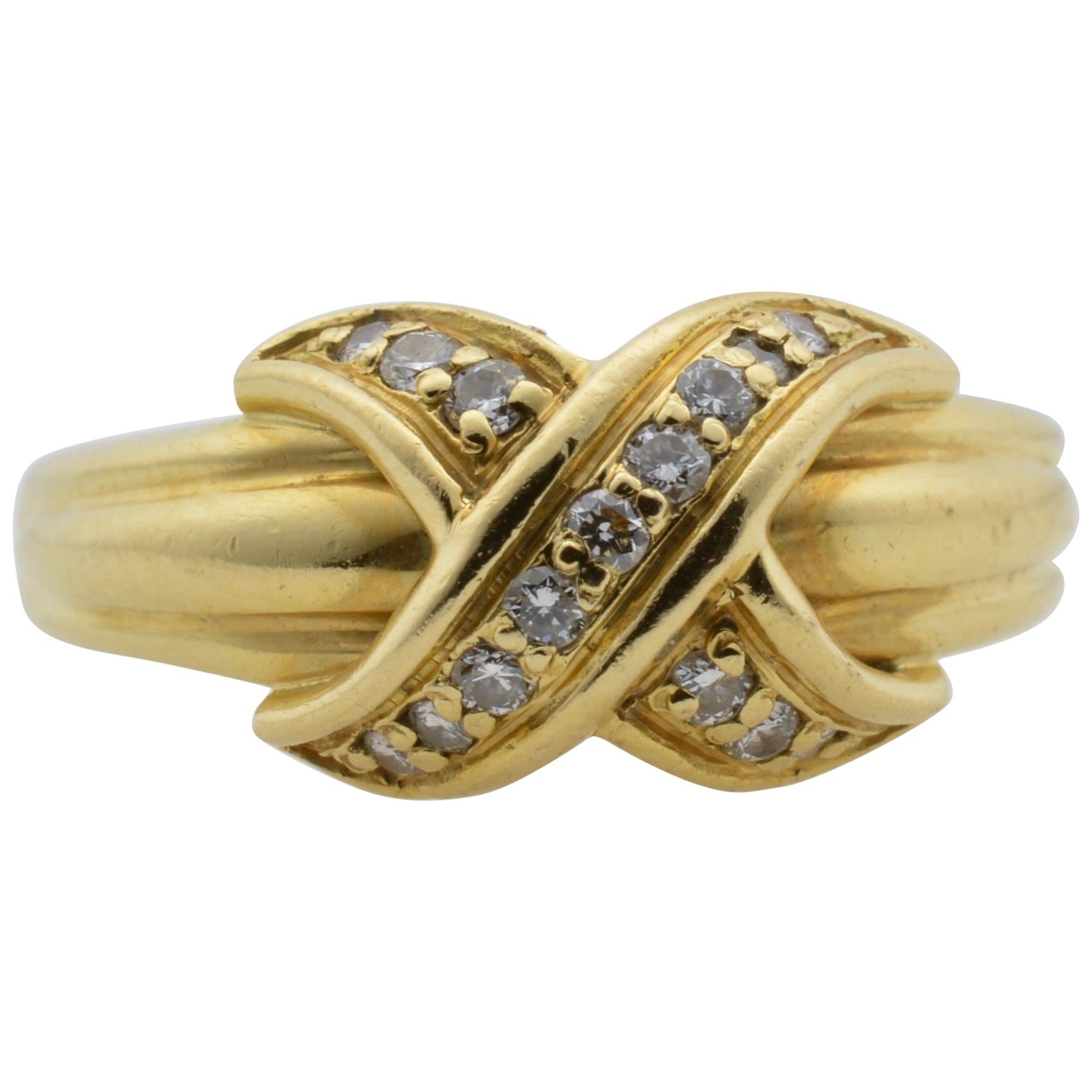 Tiffany & Co Yellow Gold 18 Karat and Diamond Ring 1990