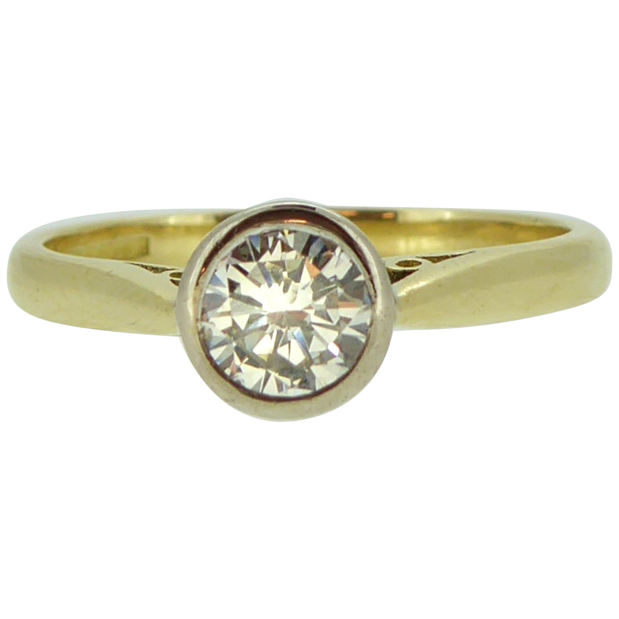 Modern Art Deco Style 0.50 Carat Diamond Solitaire Engagement Ring