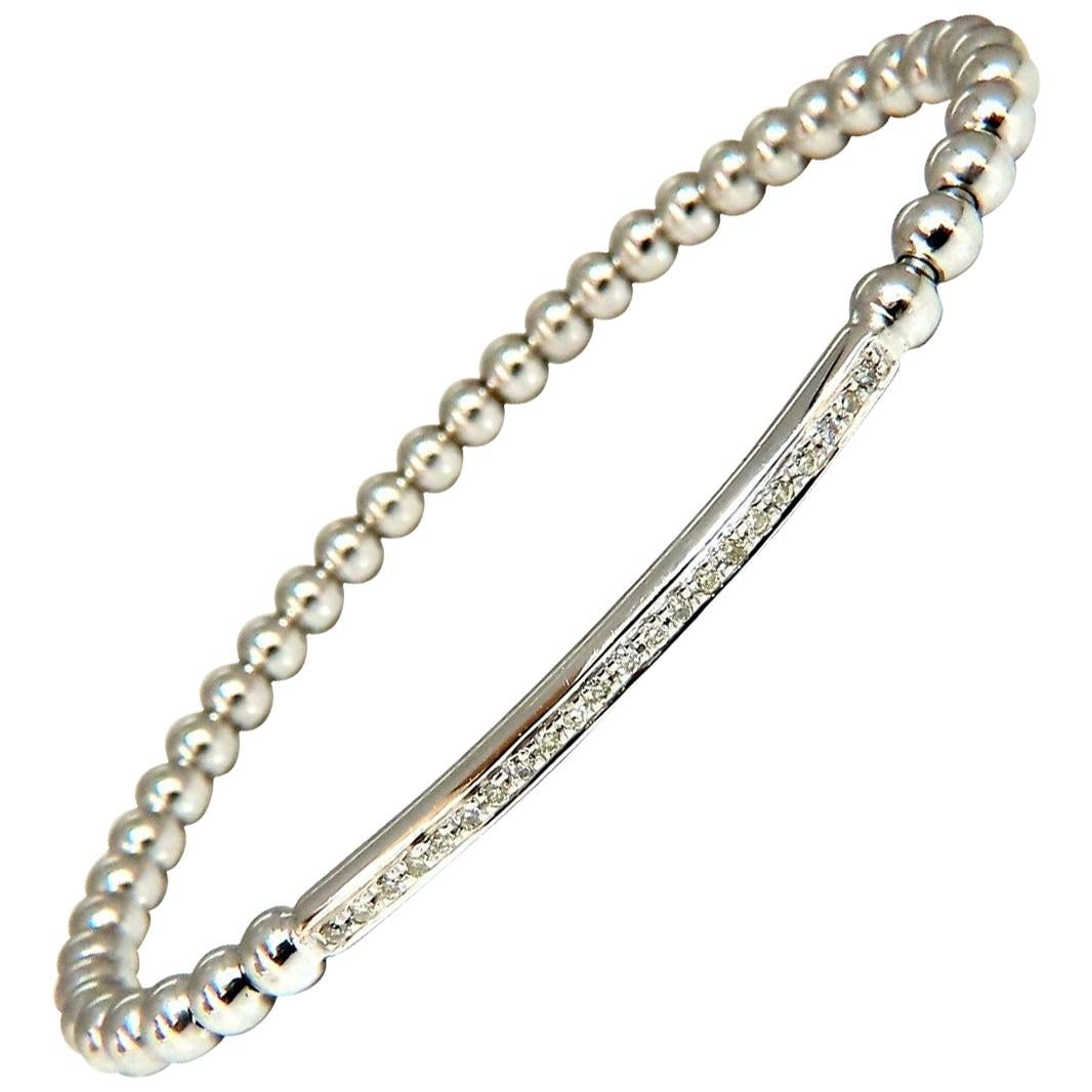 .24 Carat Natural Round Accordion Expandable Bead Link Slip on Bracelet 14 Karat For Sale