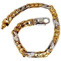 Authentic Italian Braccio Men's Diamond Curb Link Bracelet 14 Karat