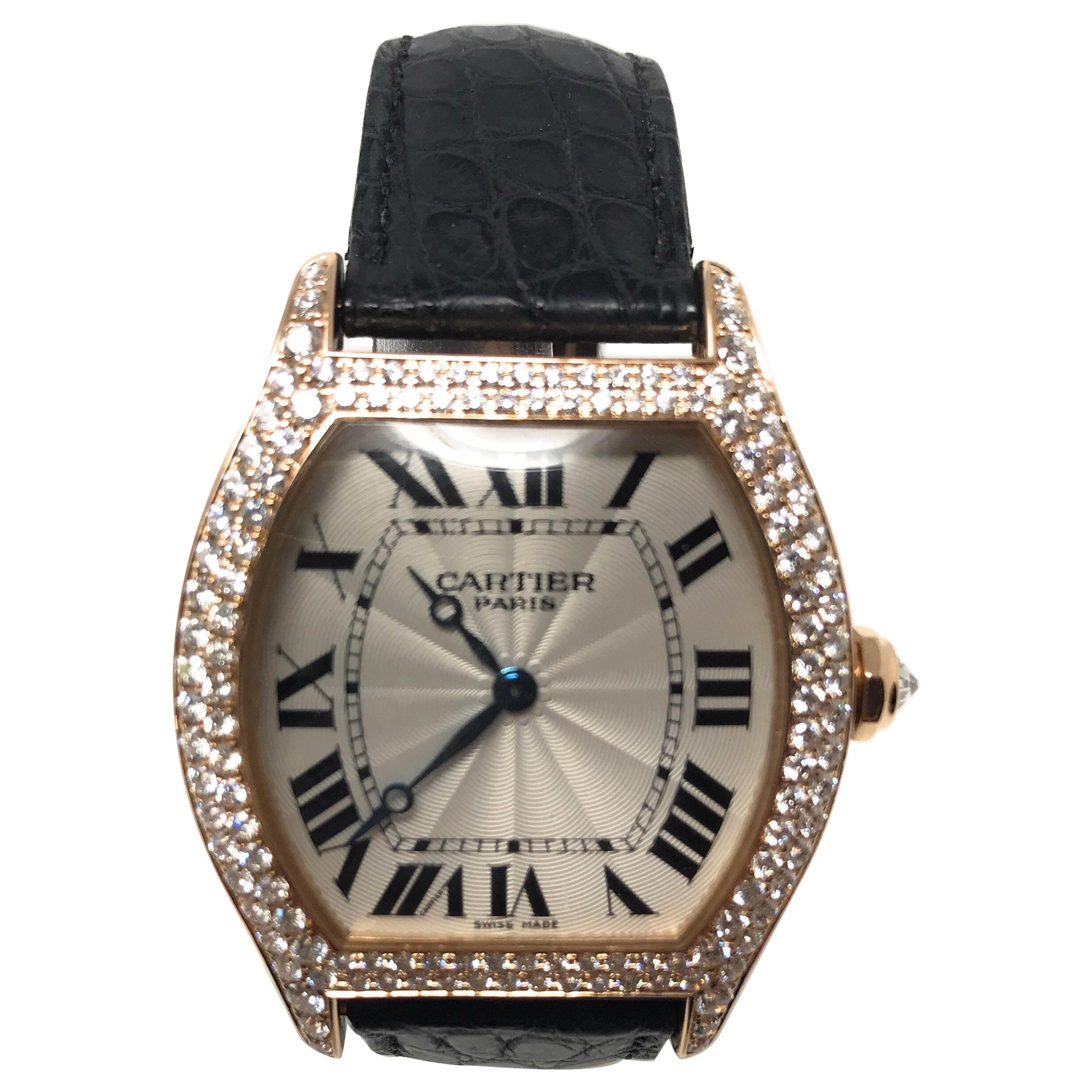 Cartier Tortue Collection De Privee Rose Gold Watch With Diamonds