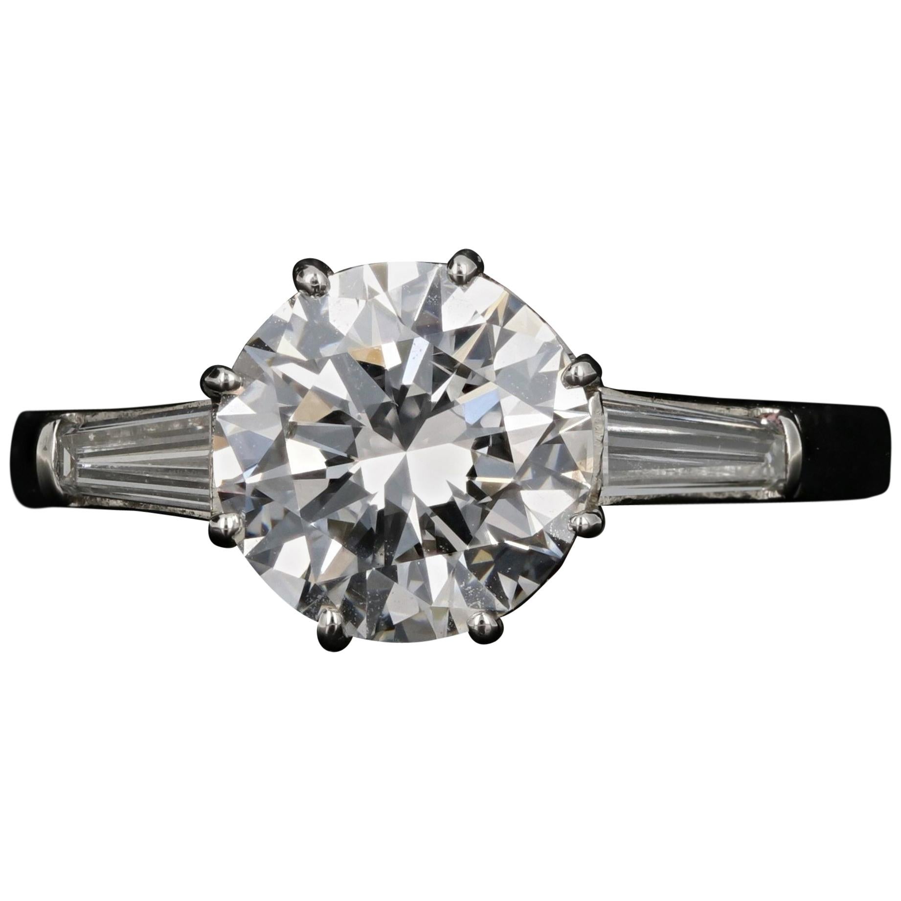 Retro Platinum 1.52 Carat Diamond Engagement Ring, circa 1950s