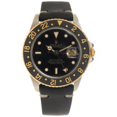 Rolex Yellow Gold Stainless Steel Gilt Dial GMT Master Automatic Wristwatch