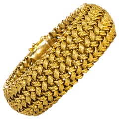 Rare Large 1950/60s Patek Philippe 18kt Yellow Gold Herringbone Motif Bracelet 