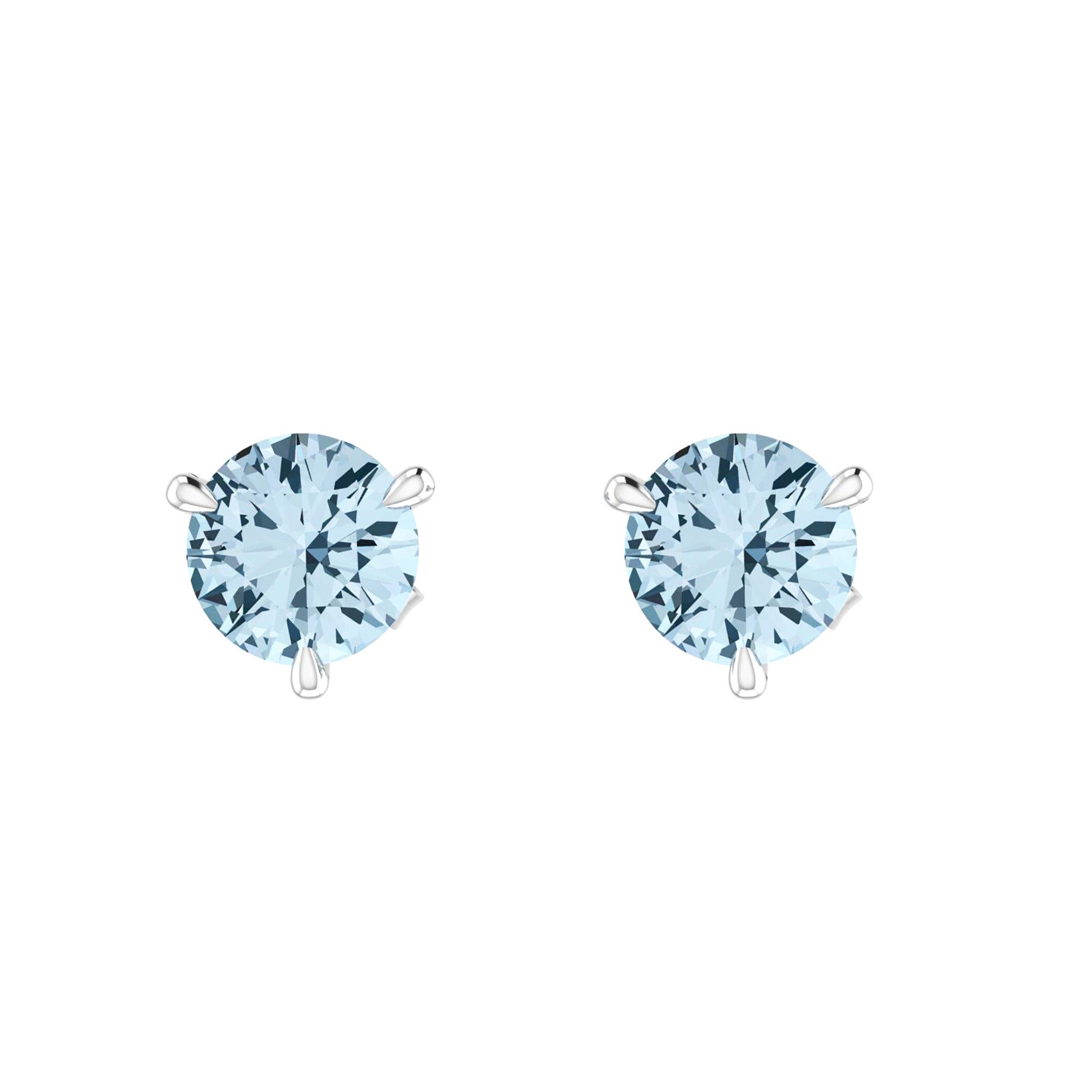 Clous d'oreilles Martini en or blanc 18 carats avec aigue-marine de 2,30 carats