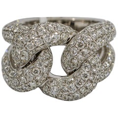 5.25 Carat 18 Karat White Gold Diamond Curb Link Band Ring