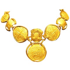 Signed Denise Roberge 22 Karat yellow gold Roman Style Necklace