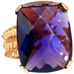 20 Carat Natural Amethyst Ring 14 Karat Art Deco Revival