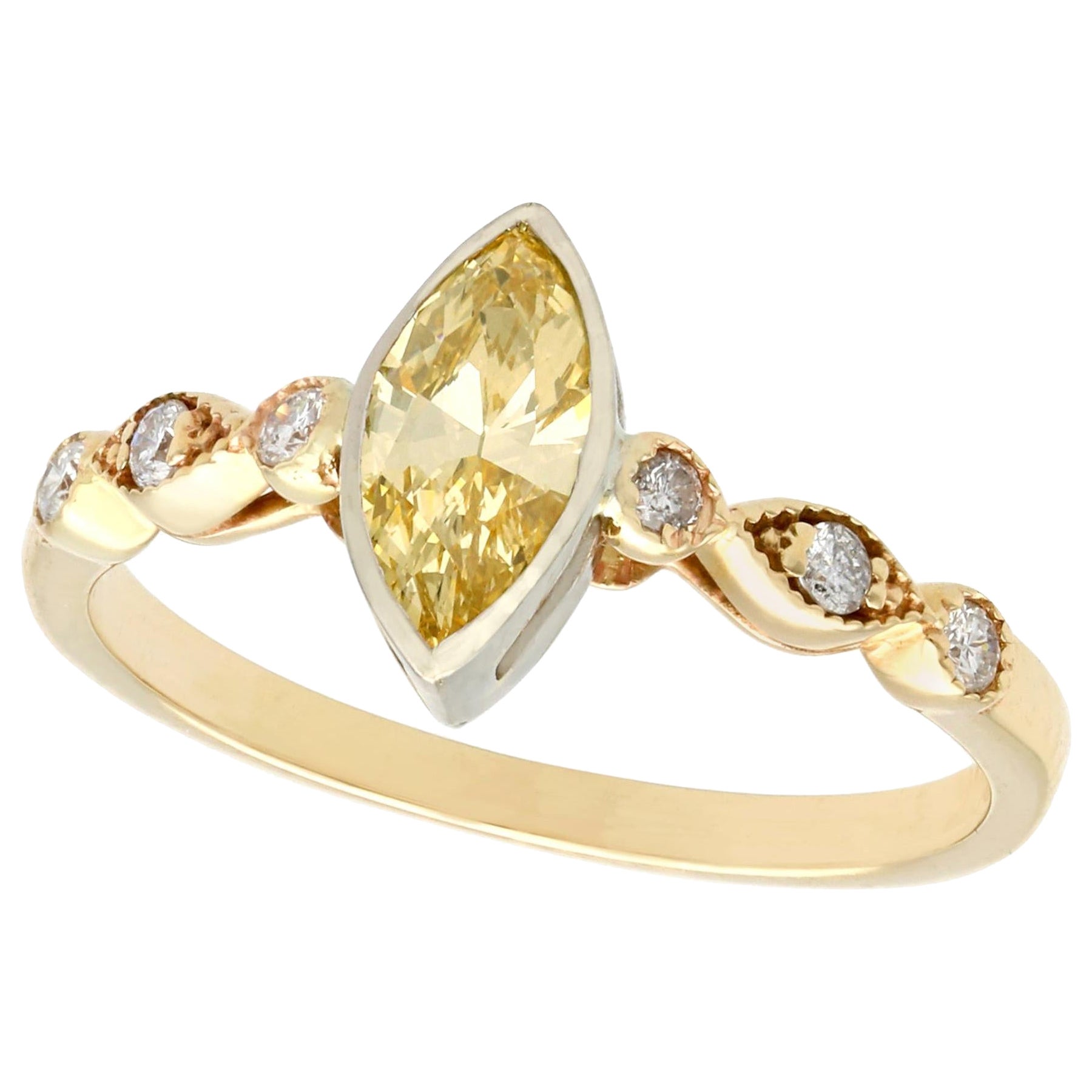 Diamond and Yellow Gold Cocktail Engagement Ring For Sale