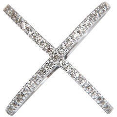 .55 Karat natürliche Diamanten Crossing Rousing Wrap Spitze Cross Ring 14 Karat