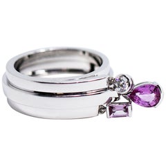 Chaumet 18 Karat Gold Charm-Ring mit rosa Saphir und Diamant