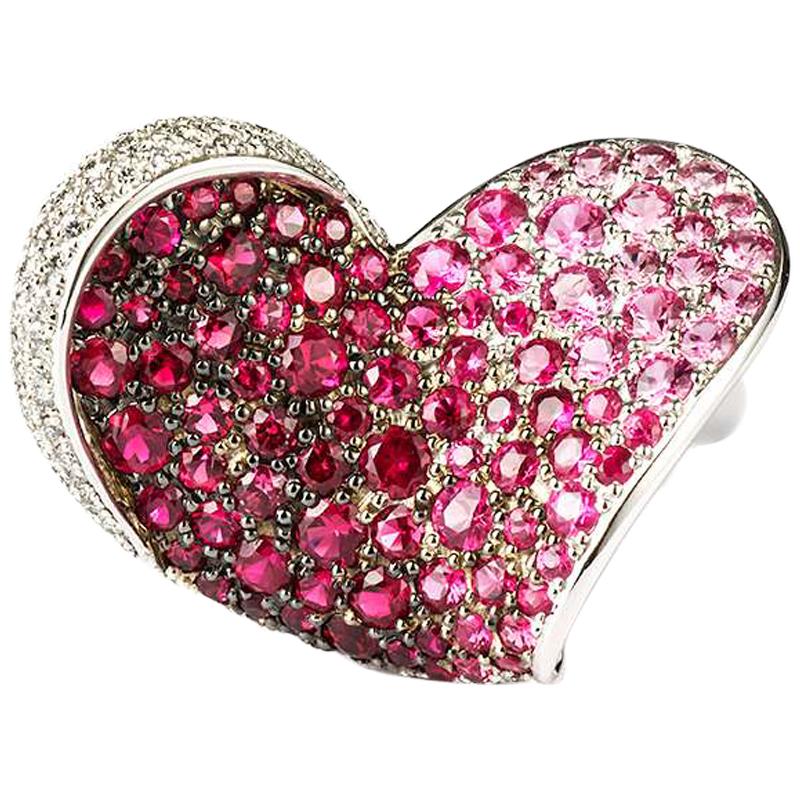 Chopard Ruby, Pink Sapphire and Diamond Heart Flower Ring