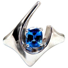 .85 Carat Natural Blue Sapphire Ring 14 Karat Boho Steampunk Wishbone Mod Goth