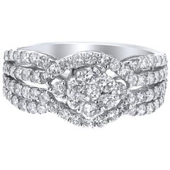 18 Karat White Gold 1.35 Carat Diamond Triple Split Shank Ring
