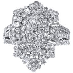 18 Karat White Gold 2.80 Carat Diamond Flower Petal Ring