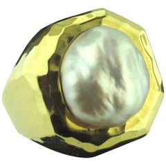 Henry Dunay Bague en or jaune 18 carats et perles des mers du Sud