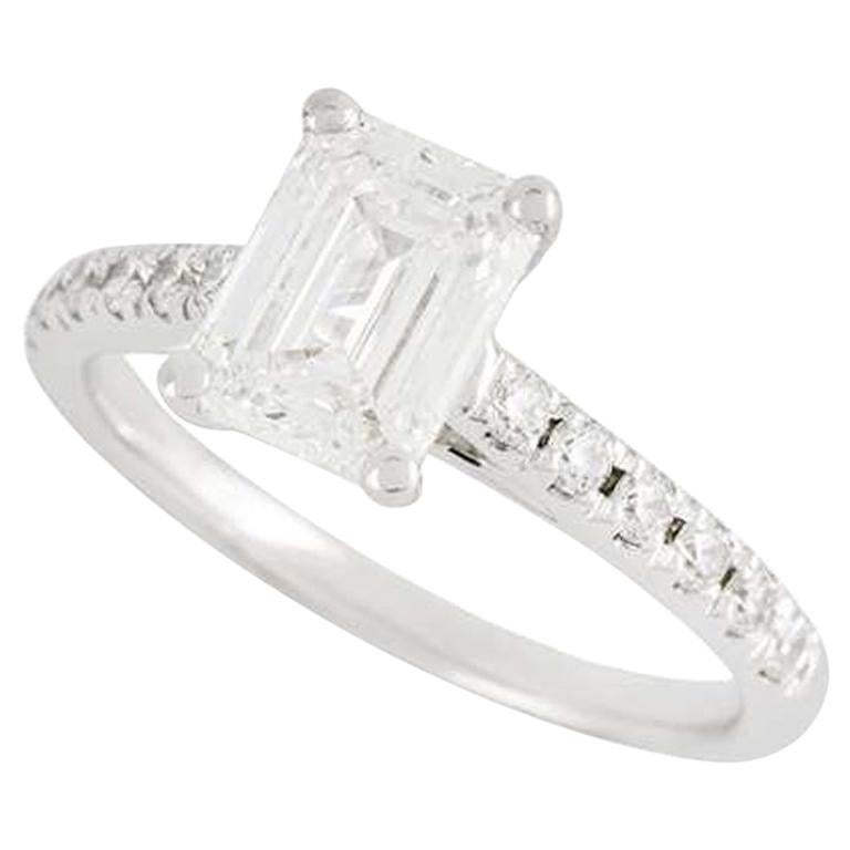GIA Certified Emerald Cut Diamond Engagement Ring 1.34 Carat