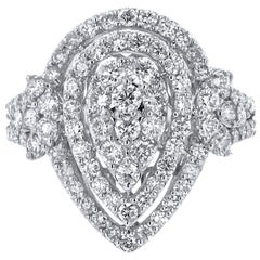 18 Karat White Gold 1.91 Carat Diamond Tear Drop Ring