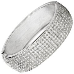 Diamond Pave Set Hinged Bangle in 18 Karat White Gold