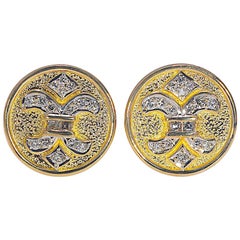 Fleur-de-lis .50 Carat Diamond Cufflinks 18 Karat Yellow Gold 12.10 Grams