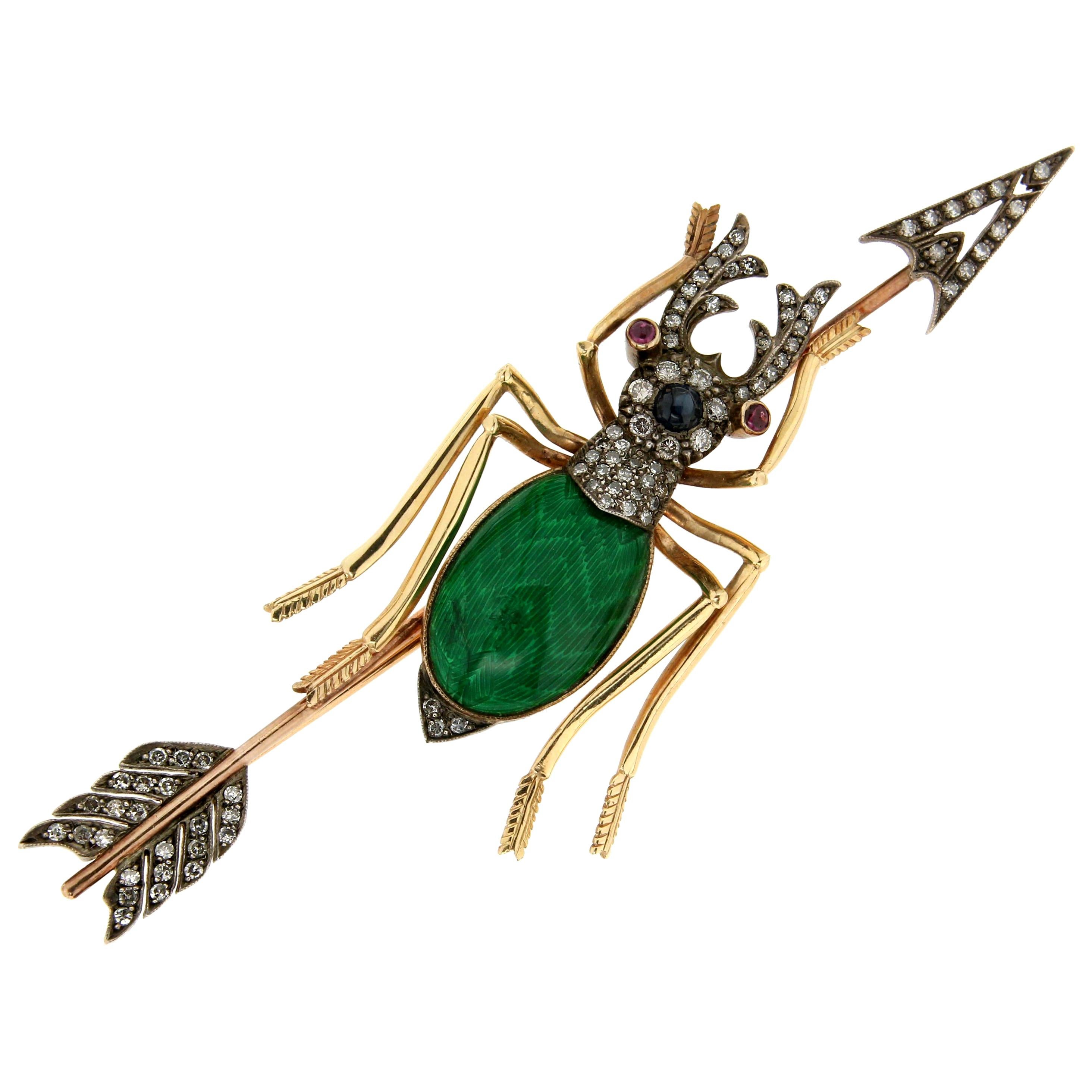 Antique Beetle Brooch of Foiled Crystal at 1stdibs