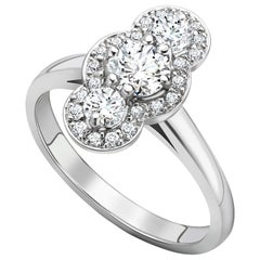 Ana de Costa Platinum Three Round White Diamond Engagement Cluster Ring