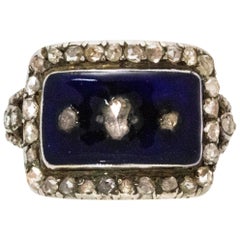Antique Georgian Diamond and Enamel Gold Ring