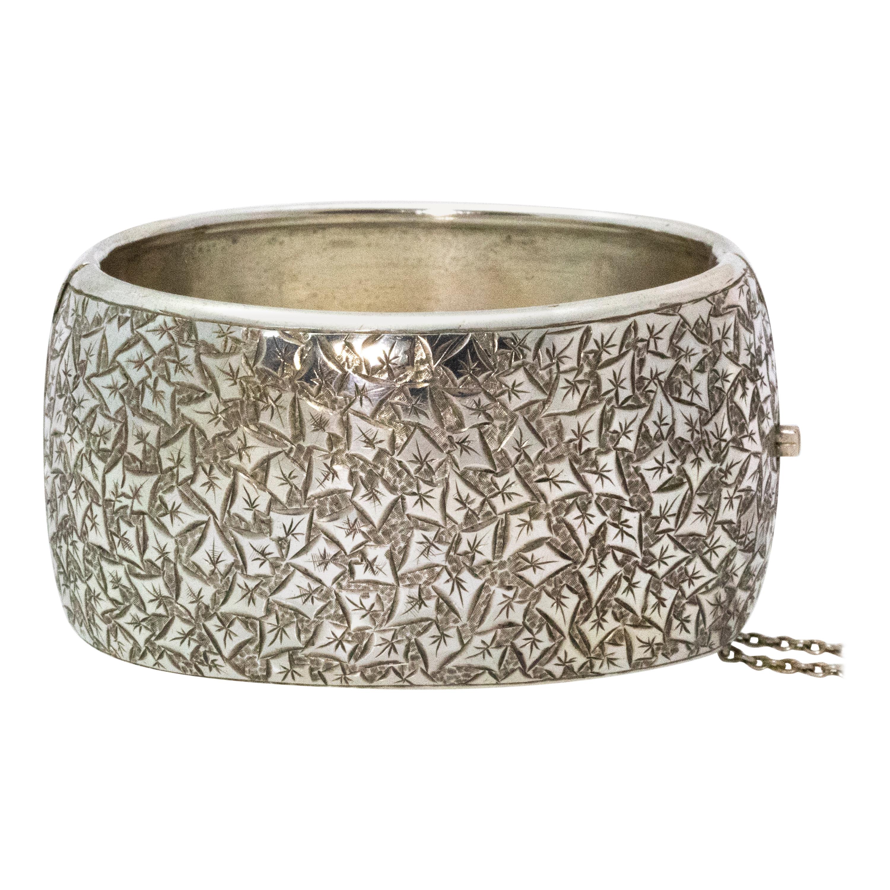 Vintage Silver Finely Engraved Bangle