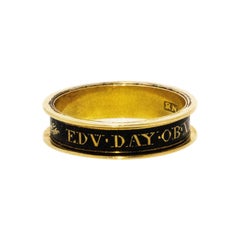 Mid-19th Century Enamel 18 Carat Mourning Band