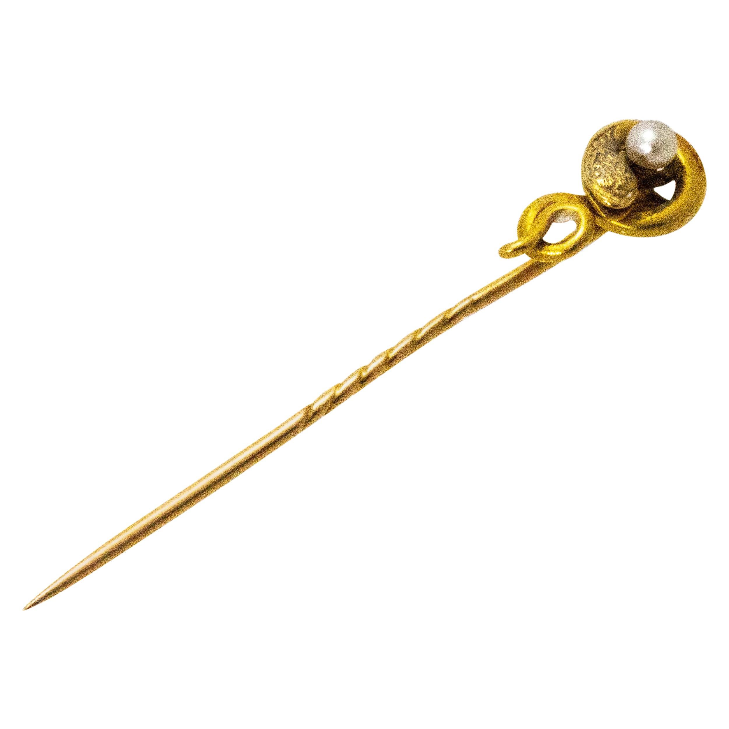 Victorian Pearl and Gold Serpent Pin