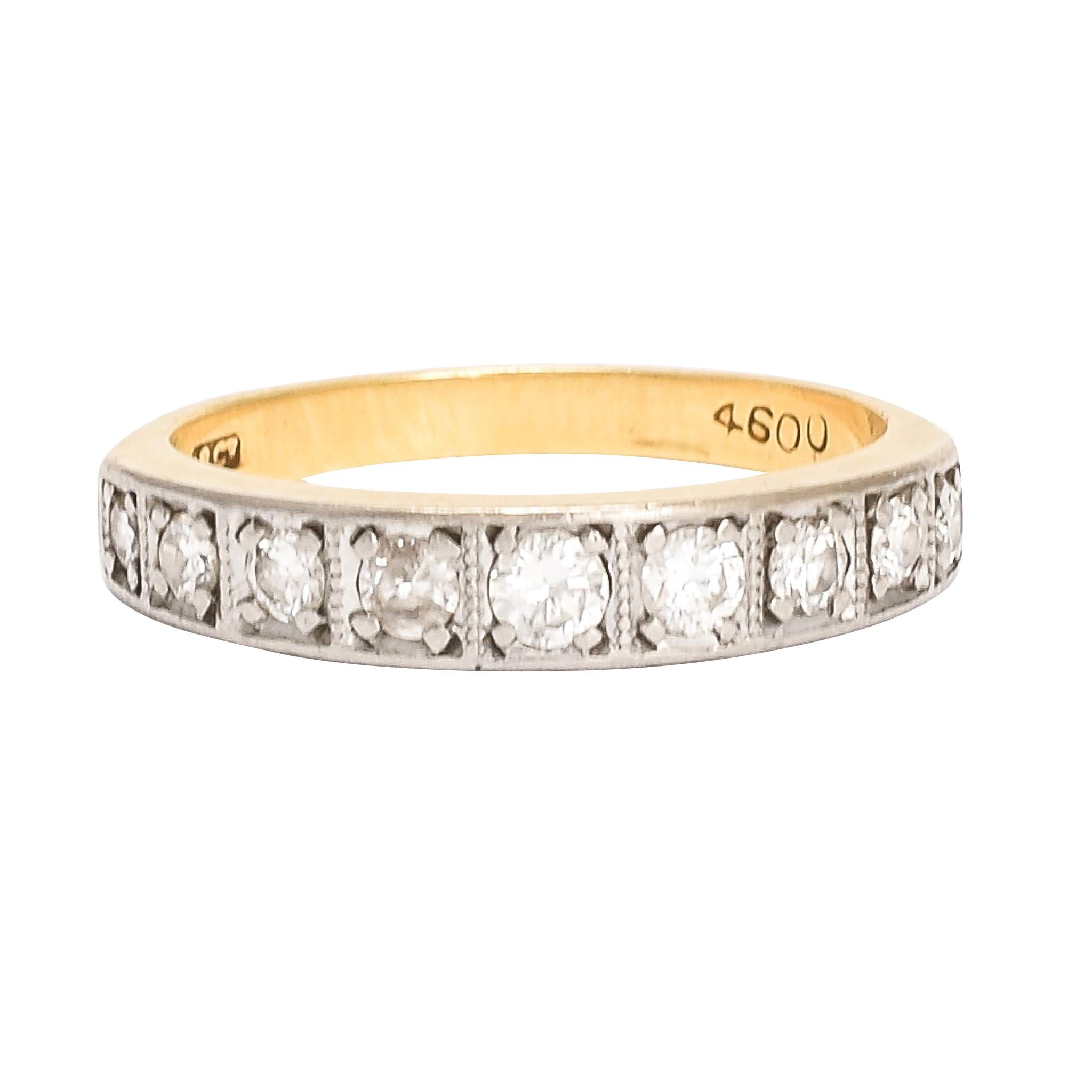 Art Deco Square-Set Diamond Half Eternity Ring