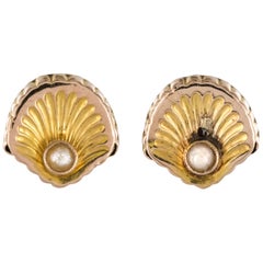 French 19th Century Natural Pearl Stud Earrings