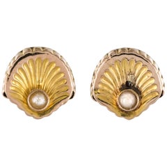 French 19th Century Natural Pearl Stud Earrings