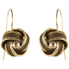 Antique 19th Century Golden Bows Hair Drop Earrings