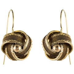 19th Century Golden Bows Hair Drop Earrings