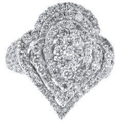 18 Karat White Gold 3.63 Carat Diamond Tear Drop Ring