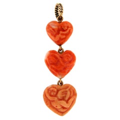 Angels Coral 14 Karat Yellow Gold Pendant Necklace