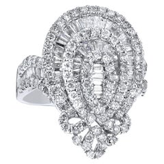 18 Karat White Gold 2.13 Carat Diamond Tear Drop Ring