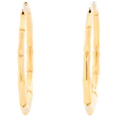 Gucci 18 Karat Yellow Gold Bamboo Hoop Earrings