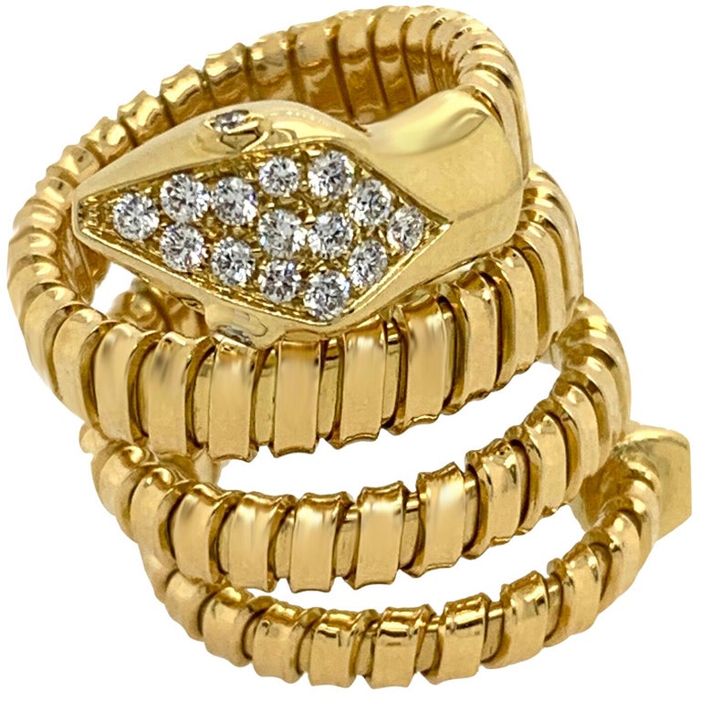 18 Karat Yellow Gold Italian Tubogas Style Ring For Sale (Free Shipping