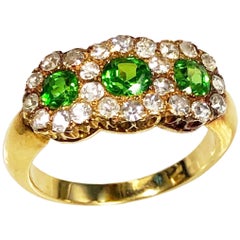 Antique Russian Demantoid Garnet and Diamond Ring