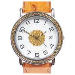 Hermes Sellier Collection Steel and Yellow Gold Quartz Wristwatch