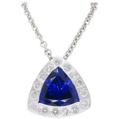 Certified Tanzanite and Diamond Pendant Necklace