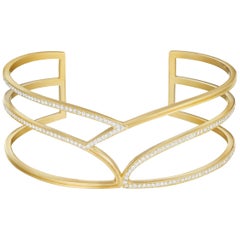 Doryn Wallach White Diamond and Gold Cuff Bracelet